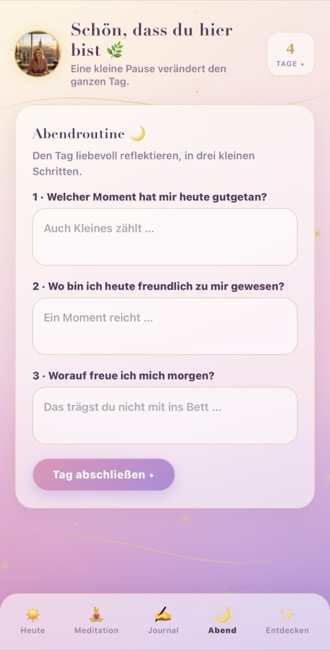 makihu App: Abendroutine zum liebevollen Reflektieren