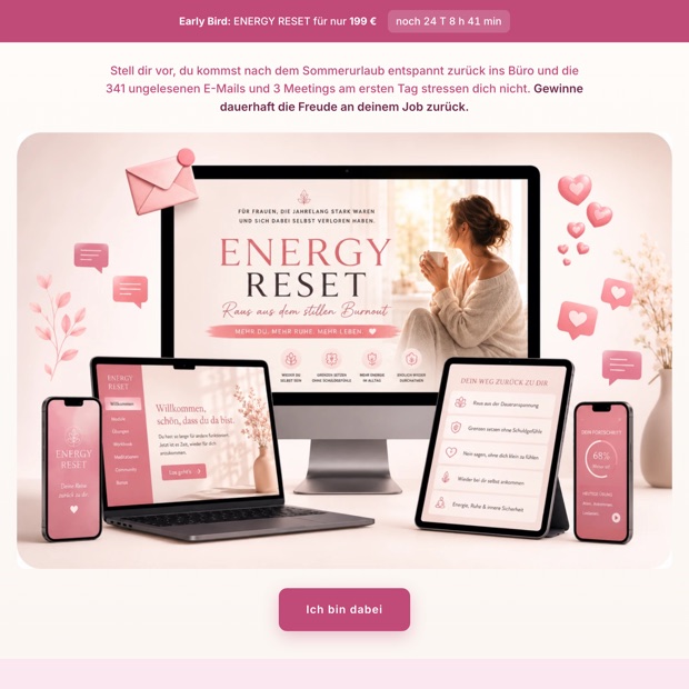 Header der ENERGY RESET Kurs-Landingpage