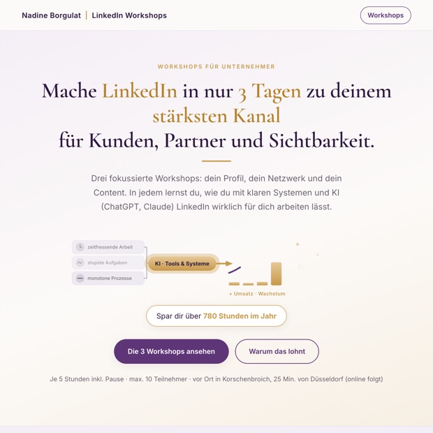 Header der LinkedIn Workshops Angebotsseite