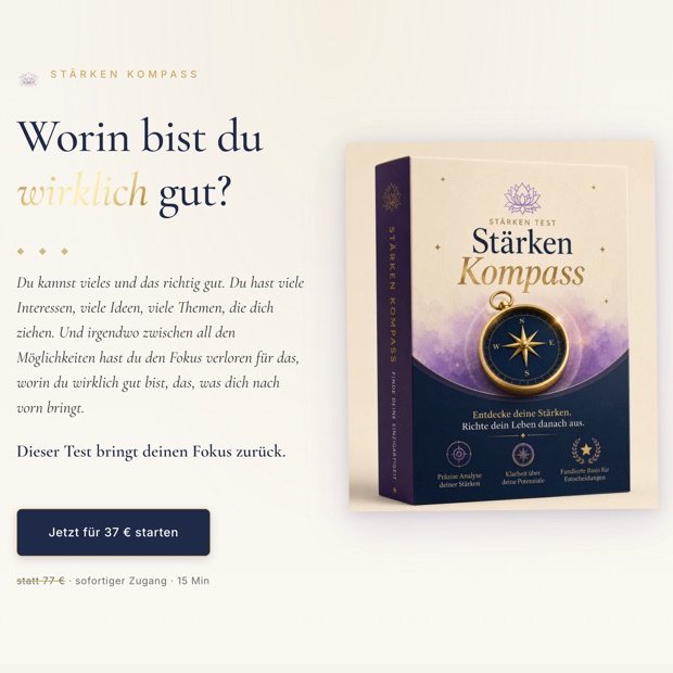 Header der Stärken Kompass Test-Produktseite